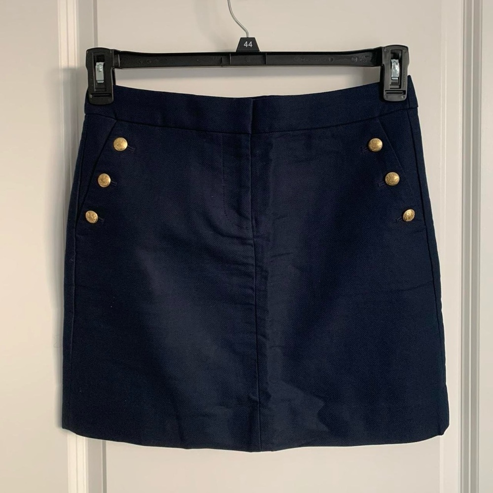 J. Crew Navy Skirt w/ Gold Buttons - Size 0